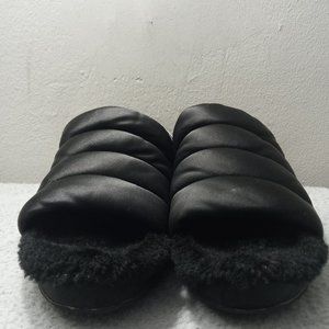 UGG Australia Women Fluff Yeah Slide Black Shearling Slippers US Size 10